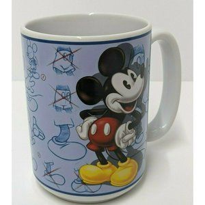 Mickey Mouse Artist Sketch Drawing 16 oz Coffee Mug Tea Cup Disney Store Blue